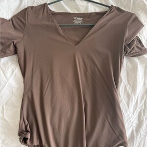 Pumiey Short Sleeve V Neck Bodysuit